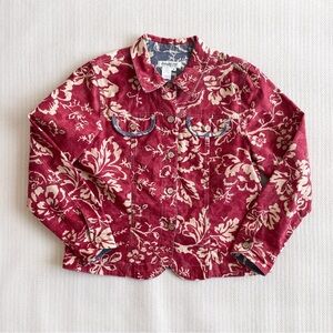 Coldwater Creek Red and Cream Floral Jacket